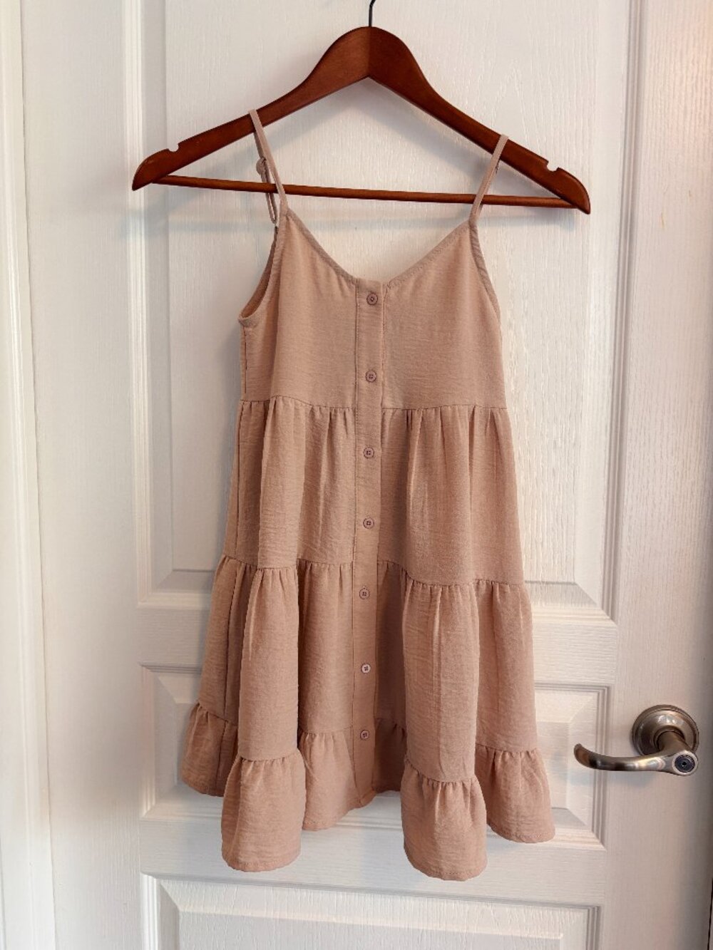 Molly Bracken Boho Tiered Babydoll Ruffle Mini Dress Sundress Nude Size 10